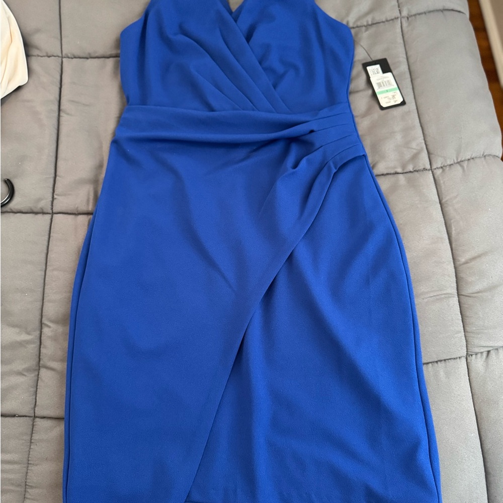 Guess Blue Sheath Midi Dress V-neck Sleeveless